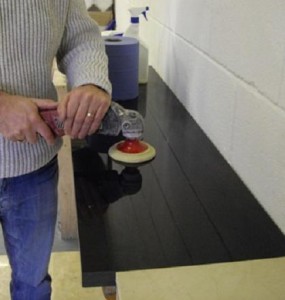 granite countertop being repaired by buffing