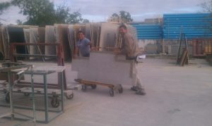 Moving Granite Slabs in Storeage Yard
